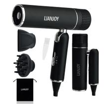 Secador de cabelo LIANJOY Dobrável de Secagem Rápida 1600W Ionic Black