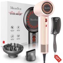 Secador de cabelo MelodySusie 1600W, difusor iônico e escova rosa