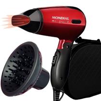 Secador de Cabelo Mondial 1200w Ions Tourmaline Mini Dobrável Viagem Vermelho Sm13 Bivolt Difusor Cachos Maleta Secador de Cabelo Mondial 1200w Ions Tourmaline Mini Dobrável Viagem Vermelho Sm13 Bivolt Difusor Cachos Maleta