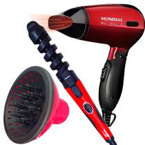 Secador de Cabelo Mondial 1200w Ions Tourmaline Mini Dobrável Viagem Vermelho Sm13 Bivolt Difusor Cachos Modelador Nova Secador de Cabelo Mondial 1200w Ions Tourmaline Mini Dobrável Viagem Vermelho Sm13 Bivolt Difusor Cachos Modelador Nova