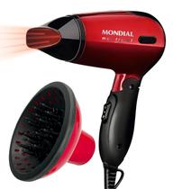 Secador de Cabelo Mondial 1200w Ions Tourmaline Mini Dobrável Viagem Vermelho Sm13 Bivolt Difusor Cachos Secador de Cabelo Mondial 1200w Ions Tourmaline Mini Dobrável Viagem Vermelho Sm13 Bivolt Difusor Cachos