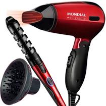 Secador De Cabelo Mondial 1200w Mini Dobrável Viagem Difusor Cachos Com Modelador Cacheador Spiral Bivolt