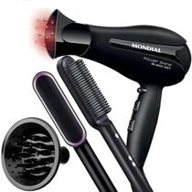 Secador De Cabelo Mondial 2000w Ions Power Shine Profissional Salão Ar Quente e Frio Com Difusor Cachos Escova 2 Em 1 Hq