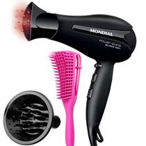 Secador De Cabelo Mondial 2000w Ions Power Shine Profissional Salão Ar Quente e Frio Com Difusor Cachos Escova Pequena Secador De Cabelo Mondial 2000w Ions Power Shine Profissional Salão Ar Quente e Frio Com Difusor Cachos Escova Pequena