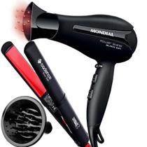 Secador De Cabelo Mondial 2000w Ions Power Shine Profissional Salão Ar Quente e Frio Difusor Prancha Chapinha Cadence Style 210c
