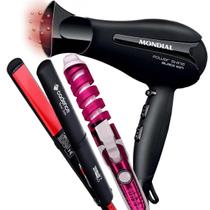 Secador De Cabelo Mondial 2000w Ions Power Shine Profissional Salão Ar Quente e Frio Prancha Chapinha Cadence Style 210c Modelador Cachos Nova