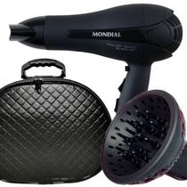 Secador De Cabelo Mondial 2000w Profissional Ion Ar Quente Frio sc13 Difusor De Cachos Com Maleta