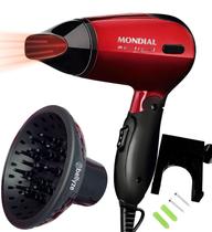 Secador De Cabelo Mondial Ion 1200w Dobrável Viagem Com Difusor Cachos e Suporte Parede Banheiro Secador De Cabelo Mondial Ion 1200w Dobrável Viagem Com Difusor Cachos e Suporte Parede Banheiro
