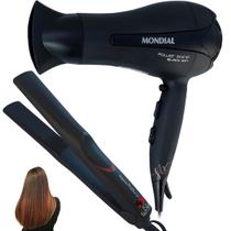 Secador de cabelo mondial potente e chapinha profissional nf