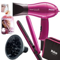 Secador De Cabelo Philco 1000w Mini Pequeno Dobravel Viagem Com Difusor Prancha Cerâmica Aparador Depilador Sobrancelha Sky Bolsa