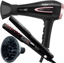 Secador de Cabelo Philco 2100w Ar quente Frio Profissional íons Tourmaline Difusor Prancha Cerâmica 210ºc
