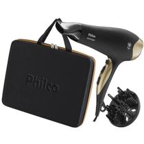 Secador De Cabelo Philco 3700 Golden Ion Emborrachado 2100w Ar Quente Frio Preto Com Maleta Difusor Cachos