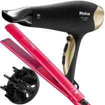 Secador De Cabelo Philco 3700p Ion Emborrachado 2200w Quente Frio Preto Difusor Cachos Prancha Gama Italy Cerâmica Bela 220c Úmido