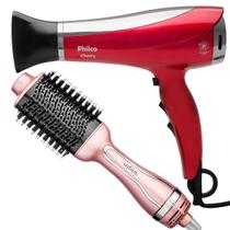 Secador De Cabelo Philco Cherry 2100w Ions Ar Quente e Frio Difusor Escova Alisadora 4 Em 1 1300w Agile