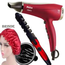 Secador De Cabelo Philco Cherry 2100w Ions Ar Quente e Frio Difusor Modelador Nova Vermelho Touca