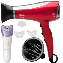 Secador De Cabelo Philco Cherry 2100w Ions Ar Quente Frio Depilador Gama Italy 2 Em 1 Look