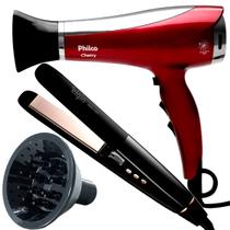 Secador De Cabelo Philco Cherry 2100w Ions Ar Quente Frio Difusor Prancha Cerâmica 230ºc Canhão De Íons Display Digital Digy