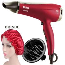 Secador De Cabelo Philco Profissional 2100w Ions Ar Quente e Frio Cherry Difusor Touca