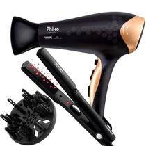 Secador De Cabelo Philco Profissional 2200w Ion Ar Quente Frio Stilus Difusor Cachos Chapinha Cerâmica 220ºc p15 Bivolt