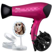 Secador De Cabelo Philco Profissional 2200w Ion Stilo Rosa Bivolt Difusor Cachos Acessorios