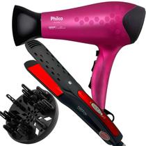 Secador De Cabelo Philco Profissional 2200w Ion Stilo Rosa Difusor Cachos Prancha Cerâmica Larga 210ºc Bivolt Secador De Cabelo Philco Profissional 2200w Ion Stilo Rosa Difusor Cachos Prancha Cerâmica Larga 210ºc Bivolt