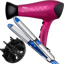 Secador De Cabelo Philco Profissional 2200w Ion Stilo Rosa Difusor Prancha Titanium 465ºf Progressiva Bivolt Secador De Cabelo Philco Profissional 2200w Ion Stilo Rosa Difusor Prancha Titanium 465ºf Progressiva Bivolt