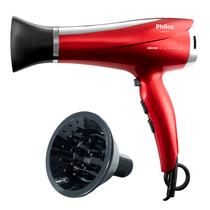 Secador De Cabelo Philco Profissional 2200w Ions Ar Quente Frio Cherry Com Difusor De Cachos