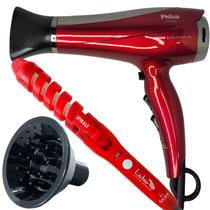 Secador De Cabelo Philco Profissional 2200w Ions Ar Quente Frio Chery Com Difusor De Cachos Modelador Cacheador