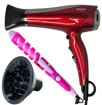 Secador De Cabelo Philco Profissional 2200w Ions Ar Quente Frio Chery Com Difusor De Cachos Modelador Cacheador