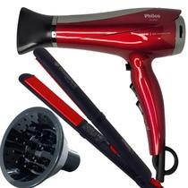 Secador De Cabelo Philco Profissional 2200w Ions Ar Quente Frio Chery Com Difusor De Cachos Prancha Cadence Cerâmica Ions Tourmaline Style 210c