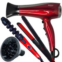 Secador De Cabelo Philco Profissional 2200w Ions Ar Quente Frio Chery Difusor De Cachos Modelador Nova Prancha Cerâmica Ions Style 210c