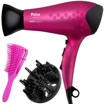 Secador De Cabelo Philco Profissional 2200w Ions Ar Quente Frio Stilo Bivolt Com Difusor Cachos Escova Polvo