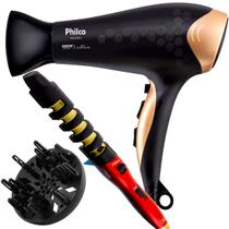 Secador De Cabelo Philco Profissional 2200w Ions Ar Quente Frio Stilo Bivolt Com Difusor Cachos Modelador Cacheador Maravilha