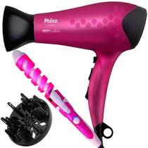Secador De Cabelo Philco Profissional 2200w Ions Ar Quente Frio Stilo Bivolt Com Difusor Cachos Modelador Cacheador Nova