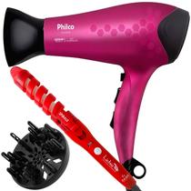 Secador De Cabelo Philco Profissional 2200w Ions Ar Quente Frio Stilo Bivolt Com Difusor De Cachos Modelador Cacheador Gama Italy