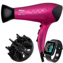Secador De Cabelo Philco Profissional 2200w Ions Ar Quente Frio Stilo Bivolt Com Difusor De Cachos Smartwatch