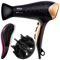 Secador De Cabelo Philco Profissional 2200w Ions Ar Quente Frio Stilus Bivolt Com Difusor De Cachos Escova