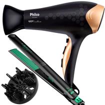 Secador De Cabelo Philco Profissional 2200w Ions Ar Quente Frio Stilus Difusor De Cachos Prancha Gama Italy Cerâmica 430ºf Bivolt