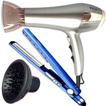 Secador De Cabelo Philco Profissional 2600 Ions Tourmaline Ar Quente Frio 2100w Com Difusor De Cachos Prancha Titanium Star Digital 230ºc