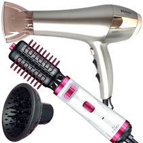 Secador De Cabelo Philco Profissional 2600 Ions Tourmaline Ar Quente Frio Com Difusor De Cachos Escova Rotativa Gama Italy 2300 Giratória