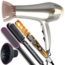 Secador De Cabelo Philco Profissional 2600 Ions Tourmaline Ar Quente Frio Com Difusor De Cachos Modelador Nova Escova Alisadora 2 EM 1 Hq