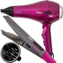 Secador De Cabelo Philco Shine 2000w Profissional Salão Motor Ac Tourmaline Ions Ar Quente e Frio Difusor Prancha Modelador 2 Em 1 Advance Titanium