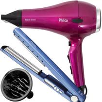 Secador De Cabelo Philco Shine 2000w Profissional Salão Motor Ac Tourmaline Ions Ar Quente e Frio Difusor Prancha Titanium Progressiva 230ºc Ultra