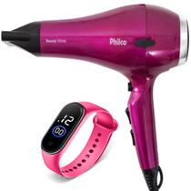 Secador De Cabelo Philco Shine 2000w Profissional Salão Motor Ac Tourmaline Ions Ar Quente e Frio Relogio Led Touch