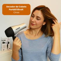 Secador de Cabelo Portátil 1200W Bivolt Manual Dobrável Compacto com 2 Velocidades, Ideal para Viagens, Academia e Uso Diário Cinza Secador de Cabelo Portátil 1200W Bivolt Manual Dobrável Compacto com 2 Velocidades, Ideal para Viagens, Academia e Uso Diário Cinza