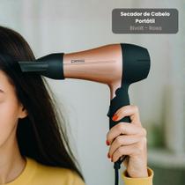 Secador de Cabelo Portátil 1200W Bivolt Rosa Secagem Rápida Compacto Leve Resistente Fácil de Transportar Ideal Viagens