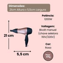 Secador de Cabelo Portátil 1200W Bivolt Rosa - STARTOOLS