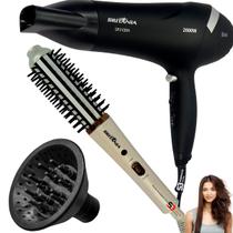 Secador de cabelo potente 2100w difusor e escova alisadora