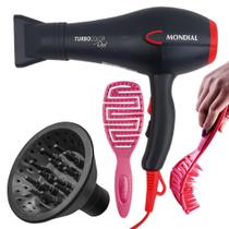 Secador de cabelo potente com difusor e escova para cachos - Mondial