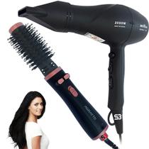 Secador de cabelo salão 2200w e escova rotativa alisadora